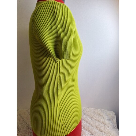 AUGUST SILK Y2K Ribbed Sweater Top Women's Large Lace Trim V-Neck Short Sleeve - Picture 6 of 7